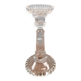 Ancien grand bougeoir en verre moulé
