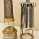 Old miner's lamp, thick glass, brass, metal