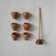 Ensemble de six coquetiers en bois d'olivier fabrication artisanale