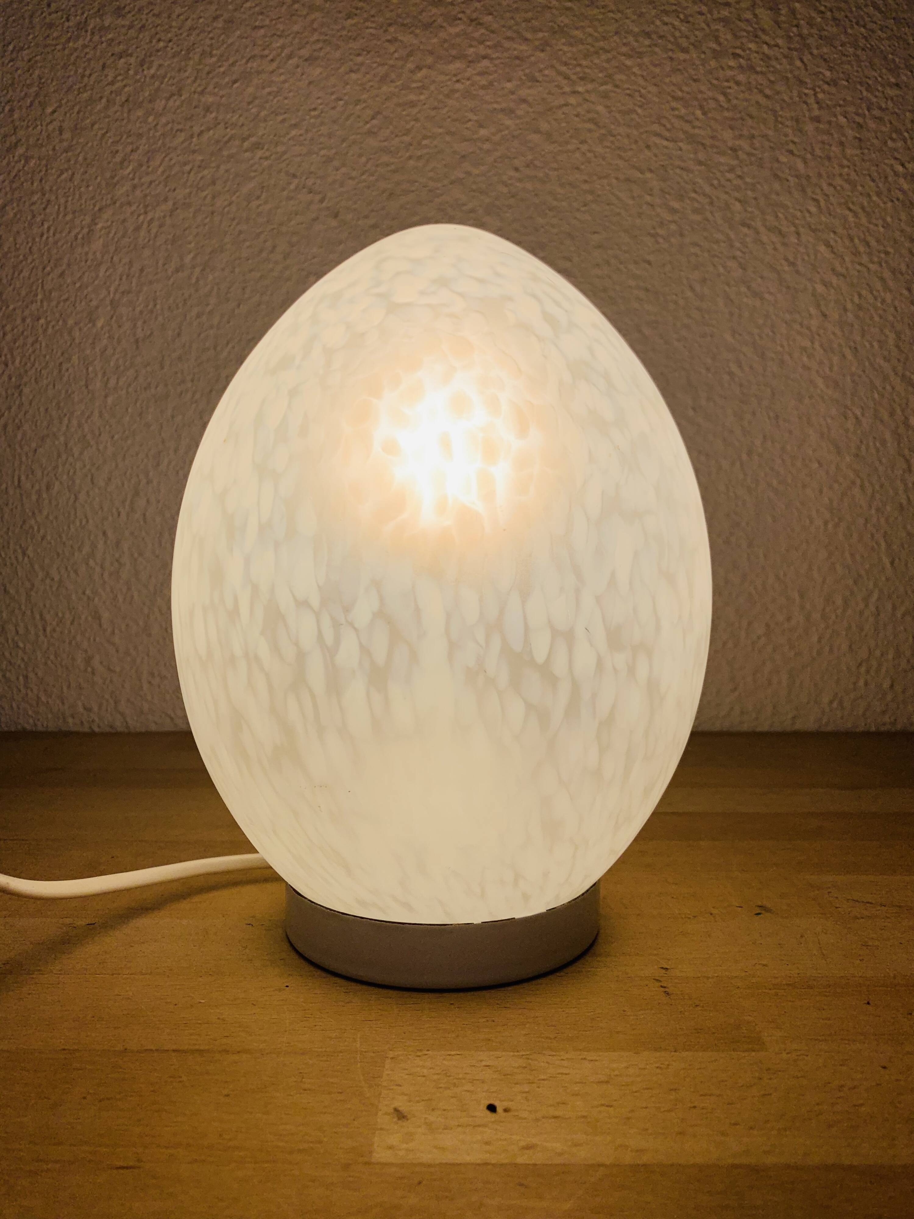 Domec egg lamp, speckled glass from Vianne, 70s