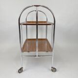 Mid-century Vintage Chrome and Plywood Folding Serving Trolley, 1950's