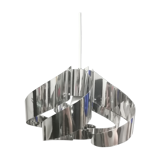 Curved stainless steel hanging lamp, Space Age, 1970