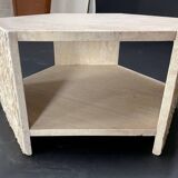 Hexagonal travertine side table by Claude Berraldacci. 1990s. France.