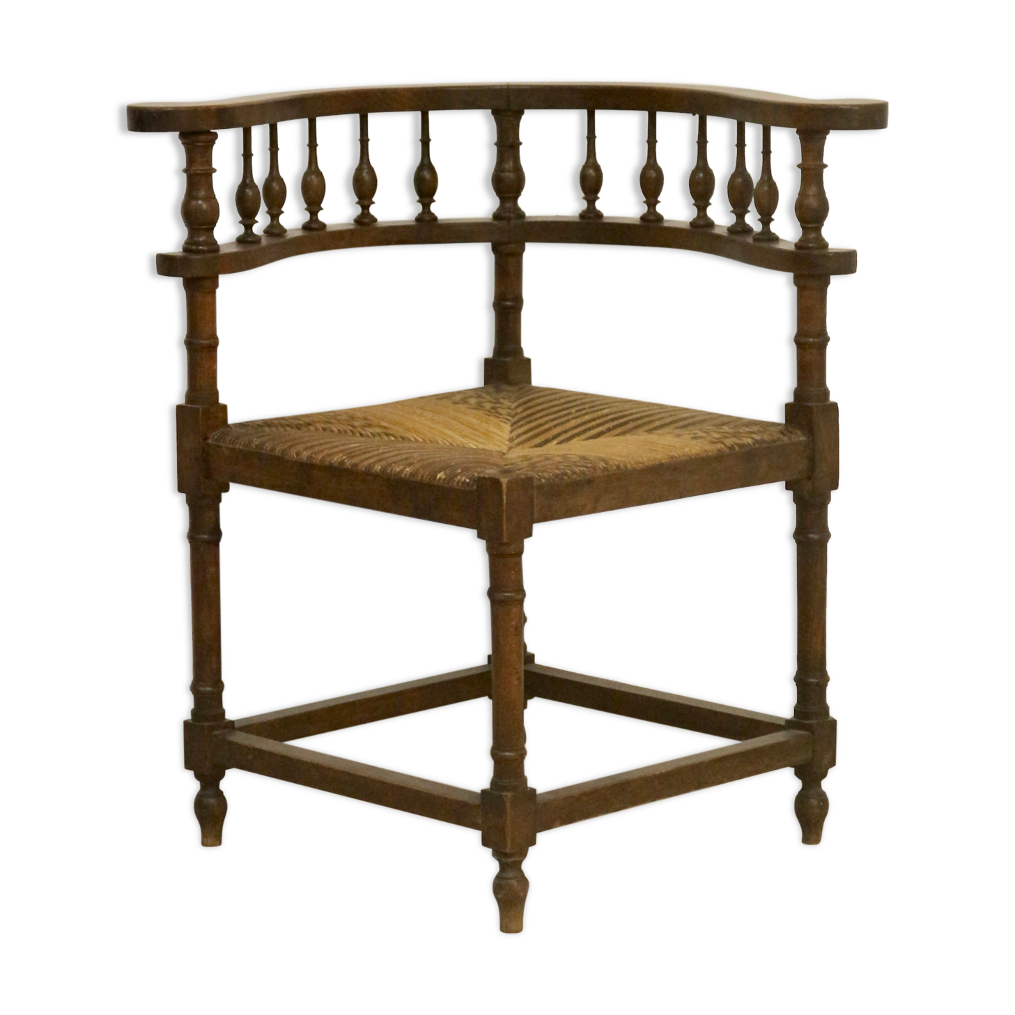 Vintage corner chair, sculpted backrest 1940