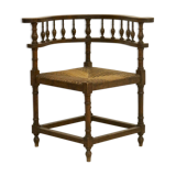 Vintage corner chair, sculpted backrest 1940