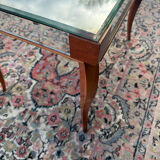 Small wooden coffee table with a mirror from the 1950s.