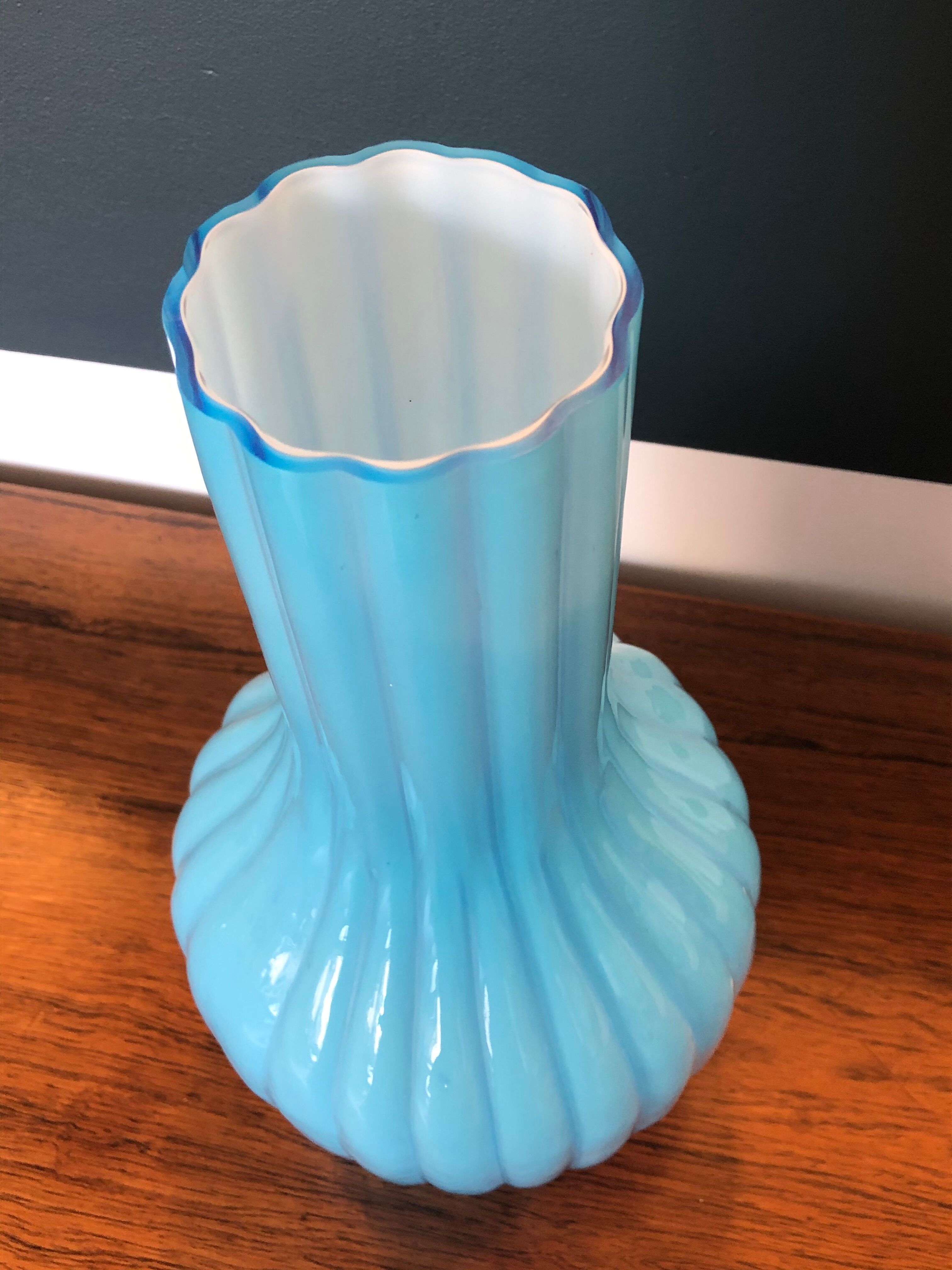 Turquoise cylindrical vase