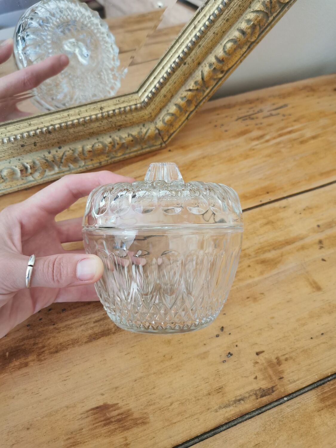 Vintage glass candy box from Reims