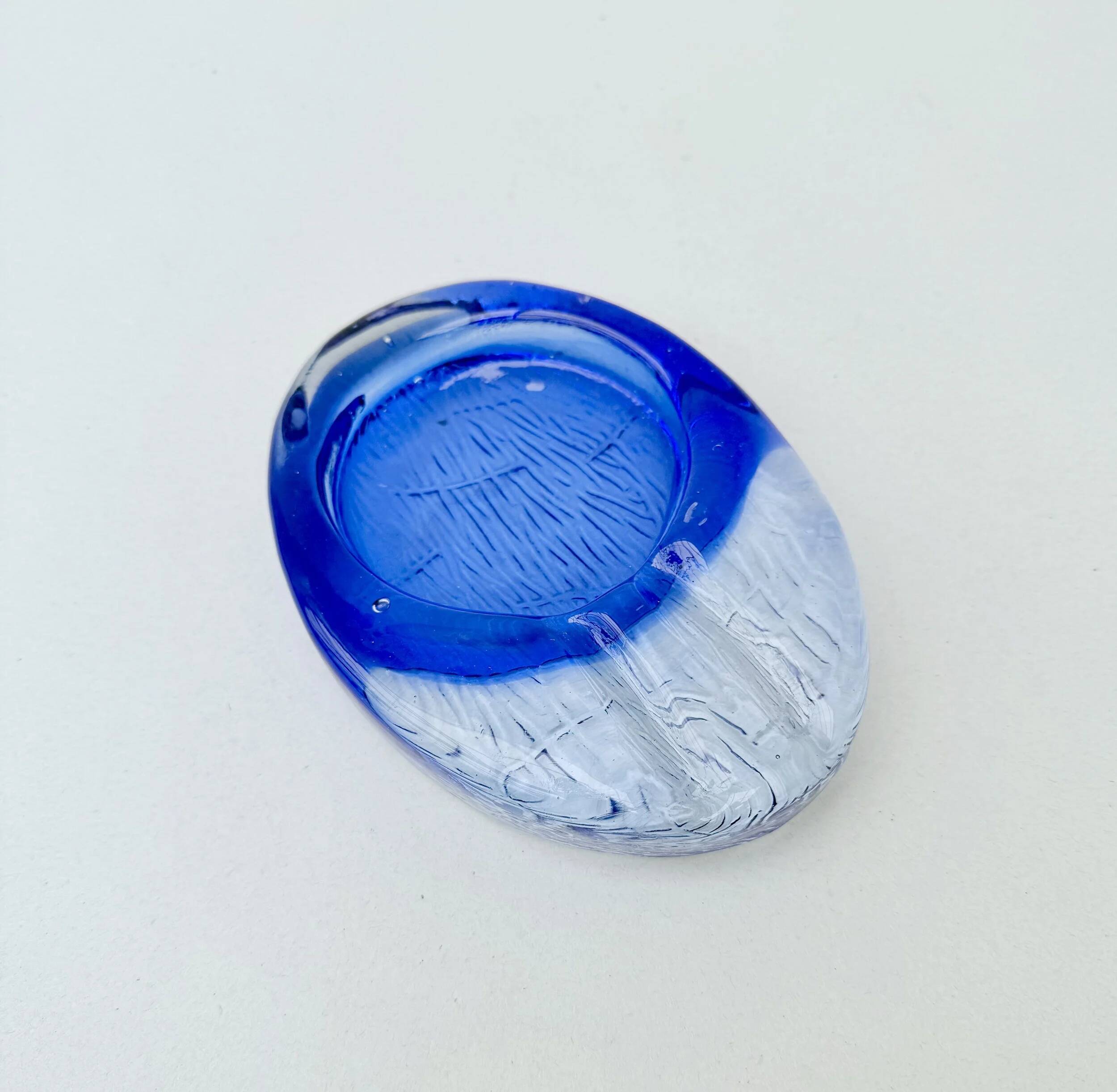 Hand-blown glass trinket tray, Italy 1970