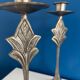Set of 2 Art Deco Style Metal Candlesticks - Elegant and Vintage Candle Holders