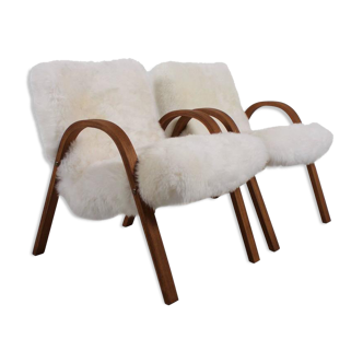 Pair of chairs Steiner Sheepskin Bow, 1948,