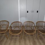 4 rattan armchairs 60s