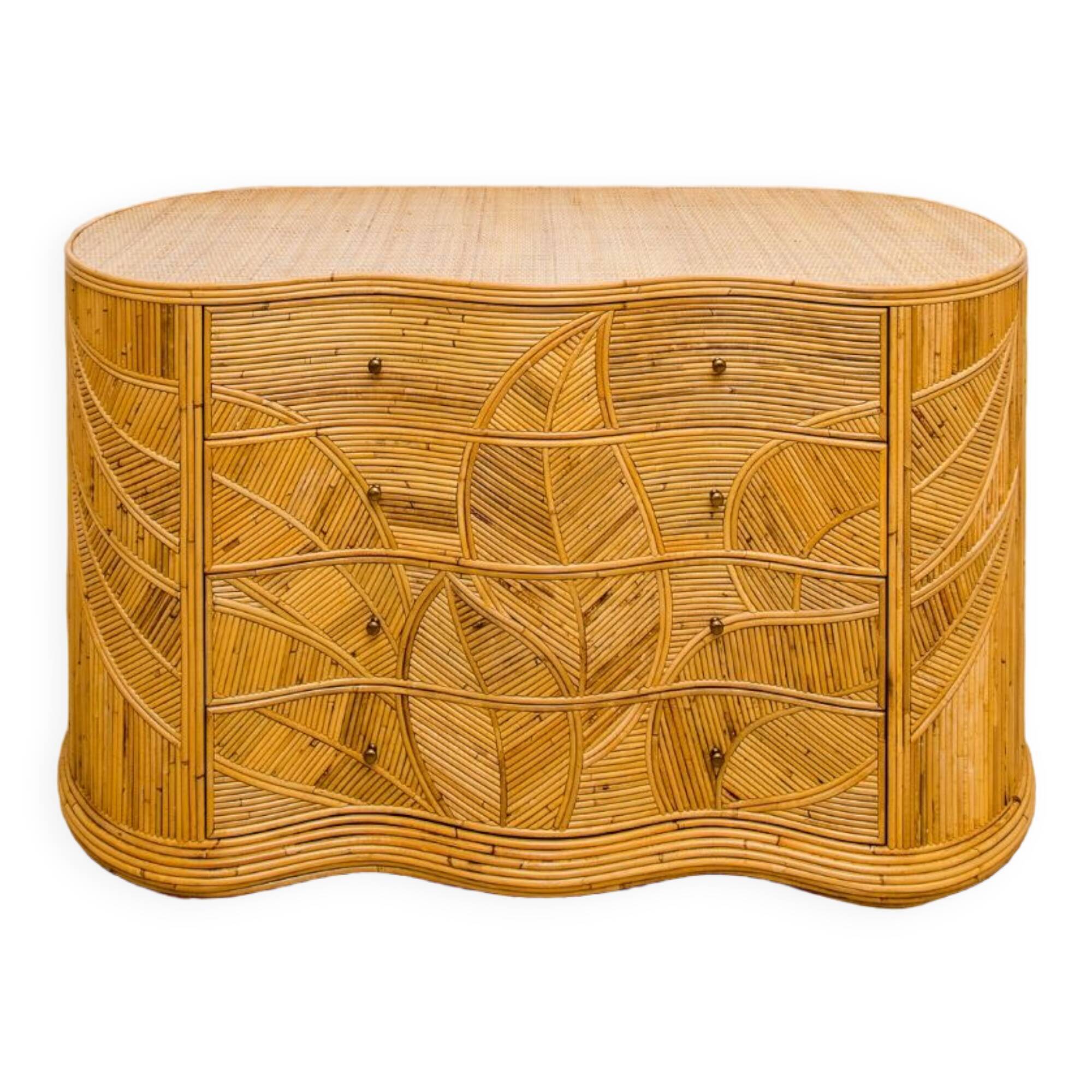 Commode à 4 tiroirs en rotin