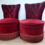 Pair of Napoleon III style red velvet armchairs