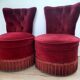 Paire de chauffeuses, crapauds en velours rouge style Napoléon III