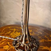 bronze Art Nouveau lamp tulip glass paste signed Lumieres de la Ville 40