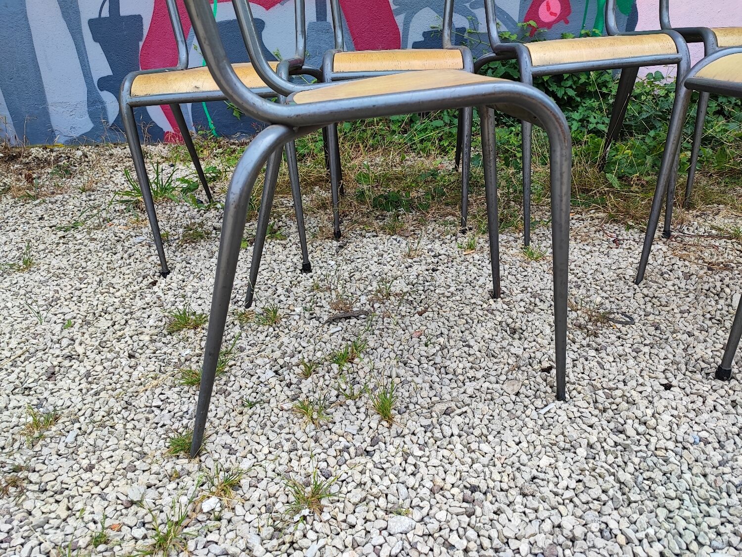 Six Mullca 510 school chairs with tapered legs