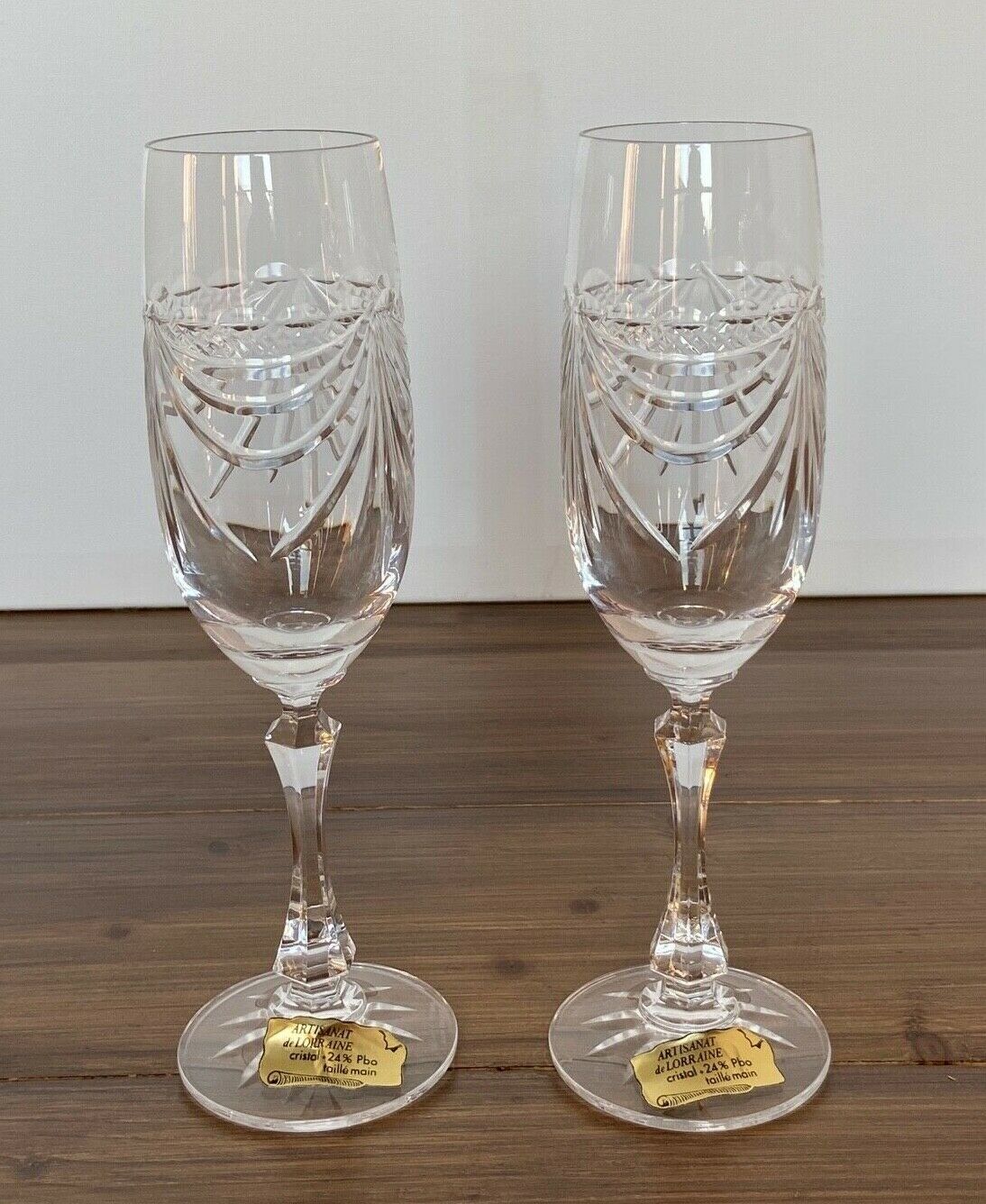 6 flutes a champagne cristal de lorraine modele gerard coffret signe
