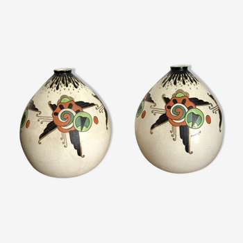 Paire de vases boule orchis