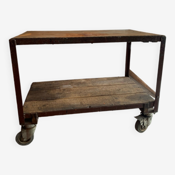 Factory cart style metal serving trolley