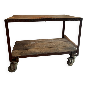 Factory cart style metal serving trolley