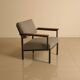 Grey fabric and wood lounge chair by Gijs van der Sluis from the 60s.
