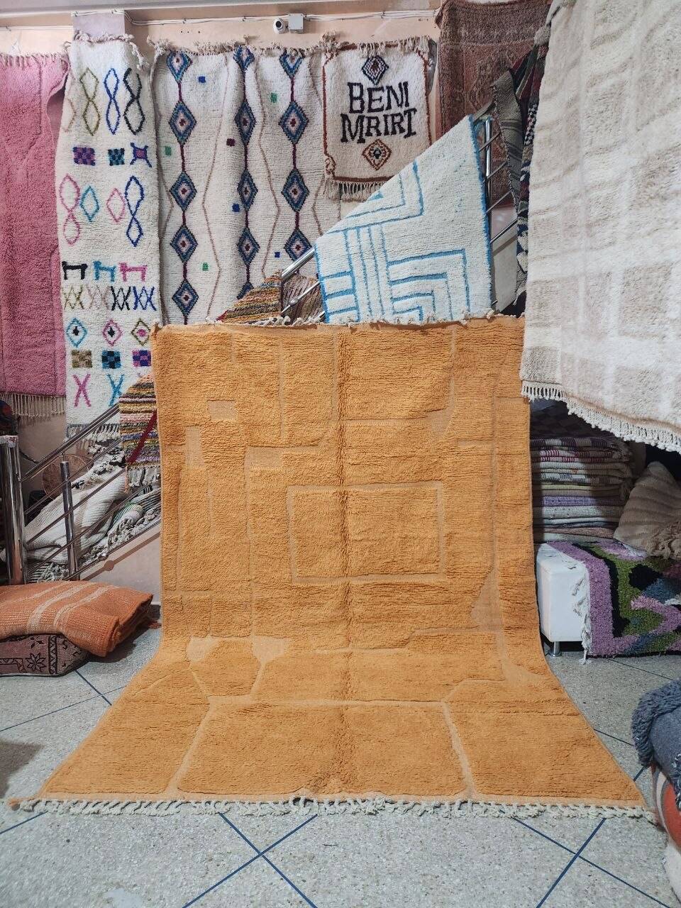 Large Beni Ouarain Berber rug terracotta 300x200 cm – Handcrafted wool