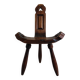 Brutalist Tripod Chair in Sculpted Wood, France