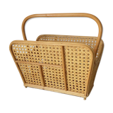 Vintage rattan and canning magazine holder