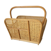 Vintage rattan and canning magazine holder