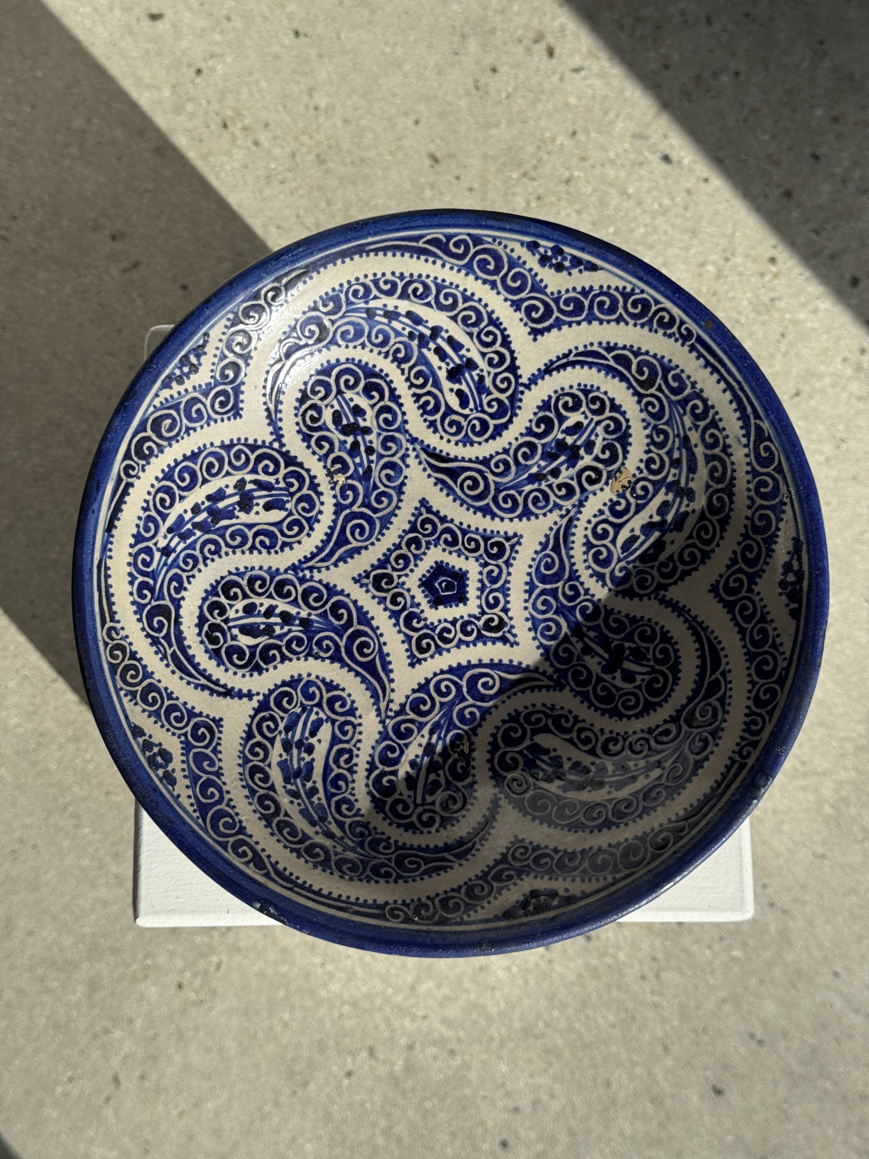 Coupe marocaine en céramique bleu de Fès D28