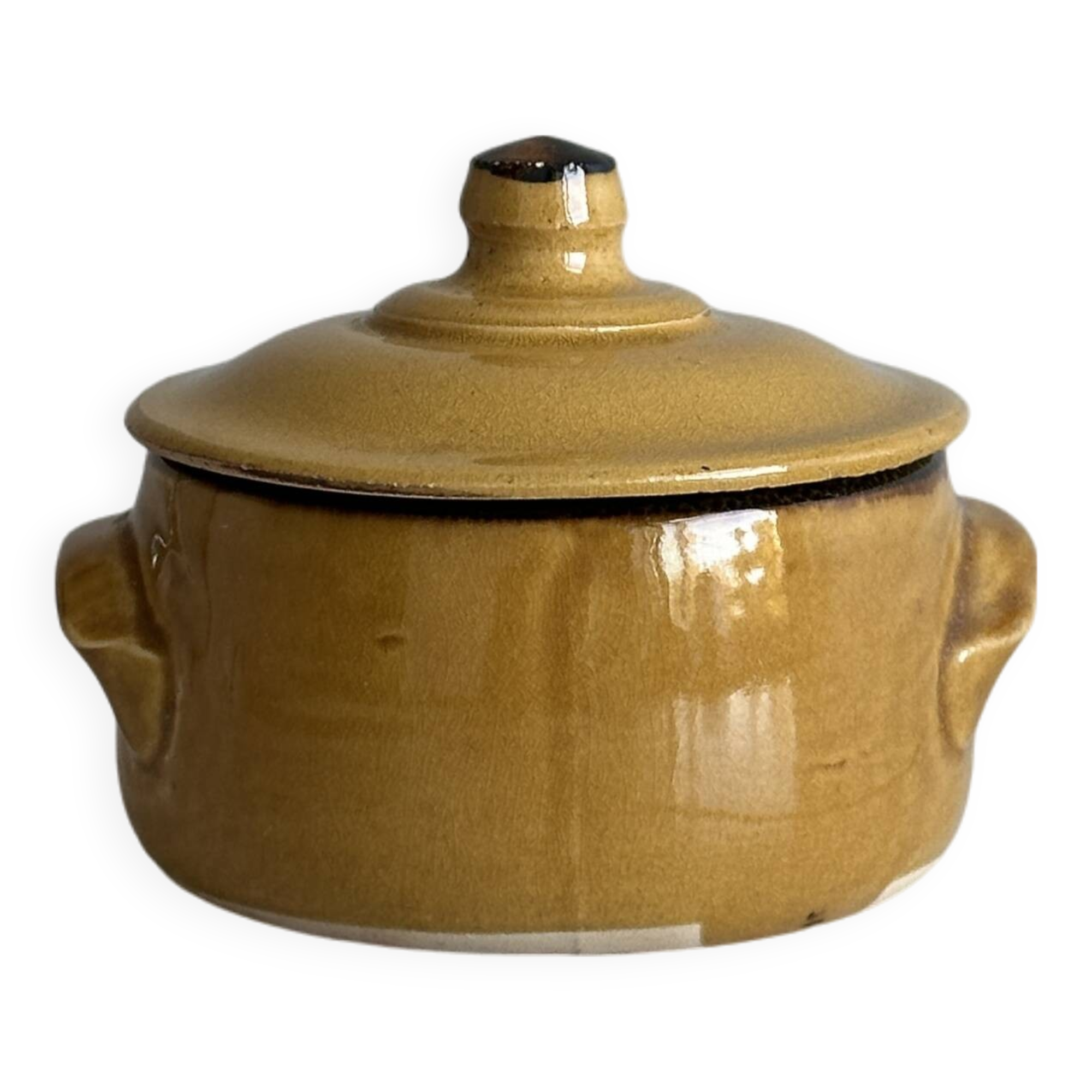 Yellow ceramic stoneware sugar bowl
