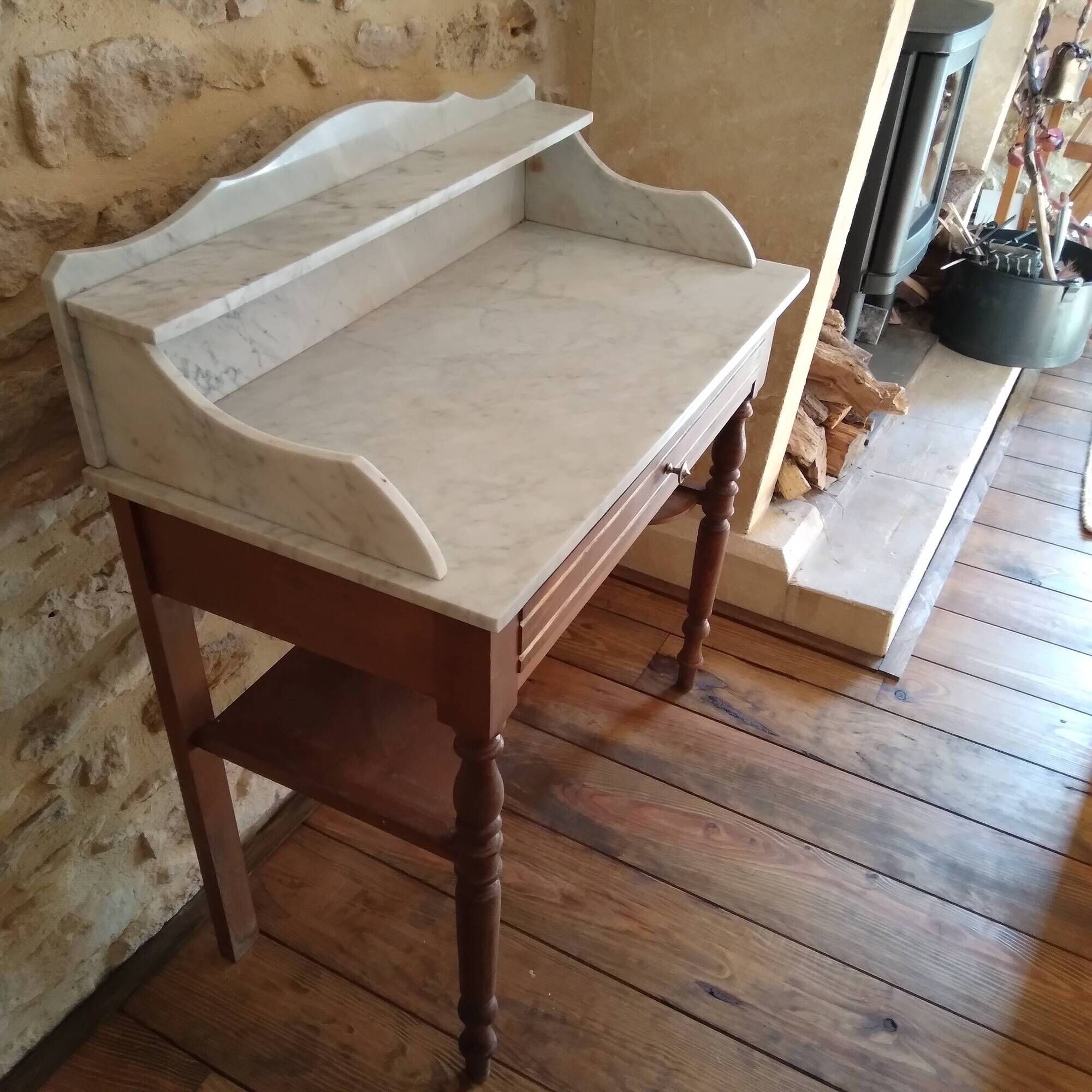 Dressing table, vanity unit in wood and marble 90x18 CM