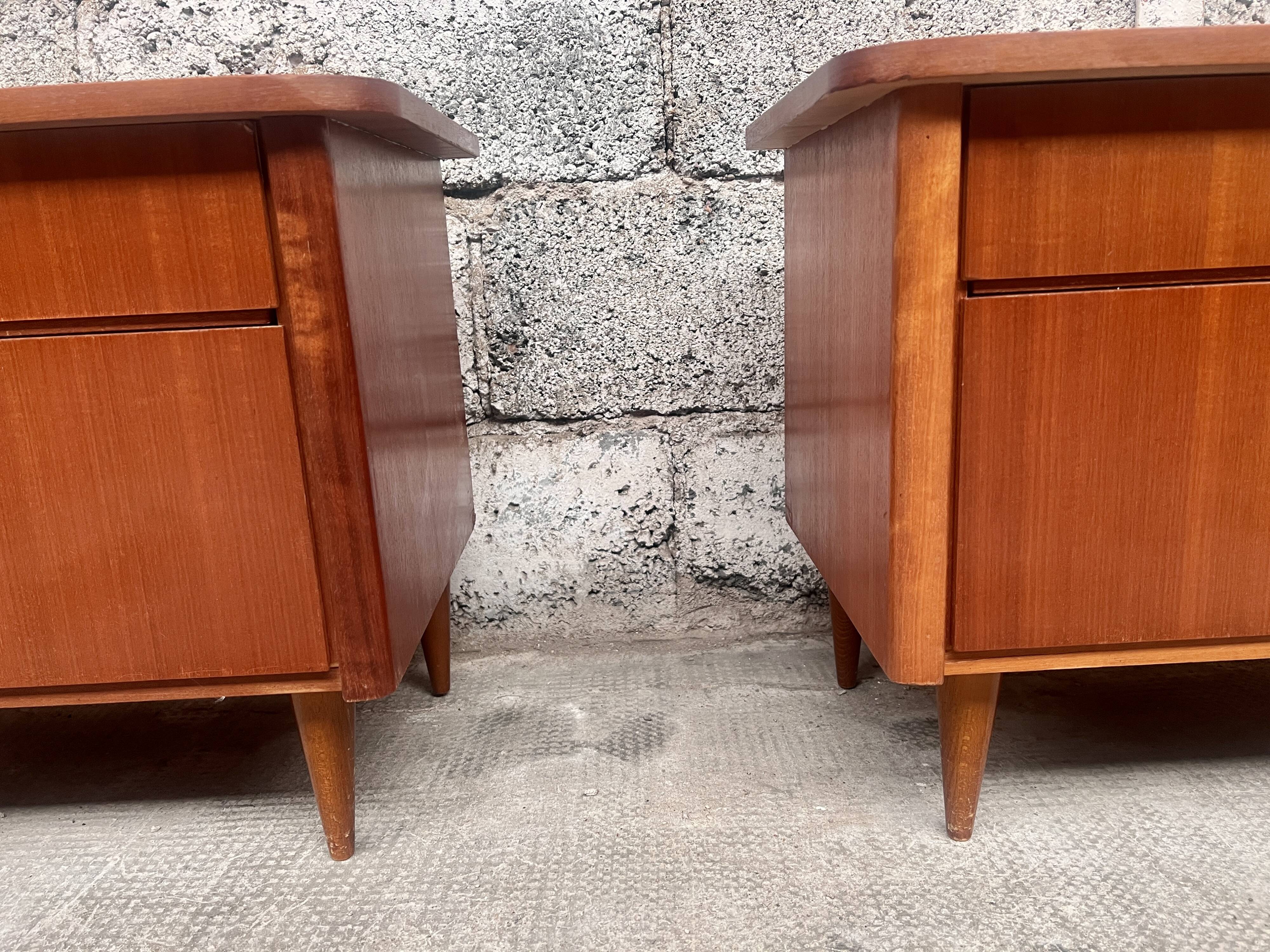 Pair of bedside tables, end of vintage sofa, old 1950