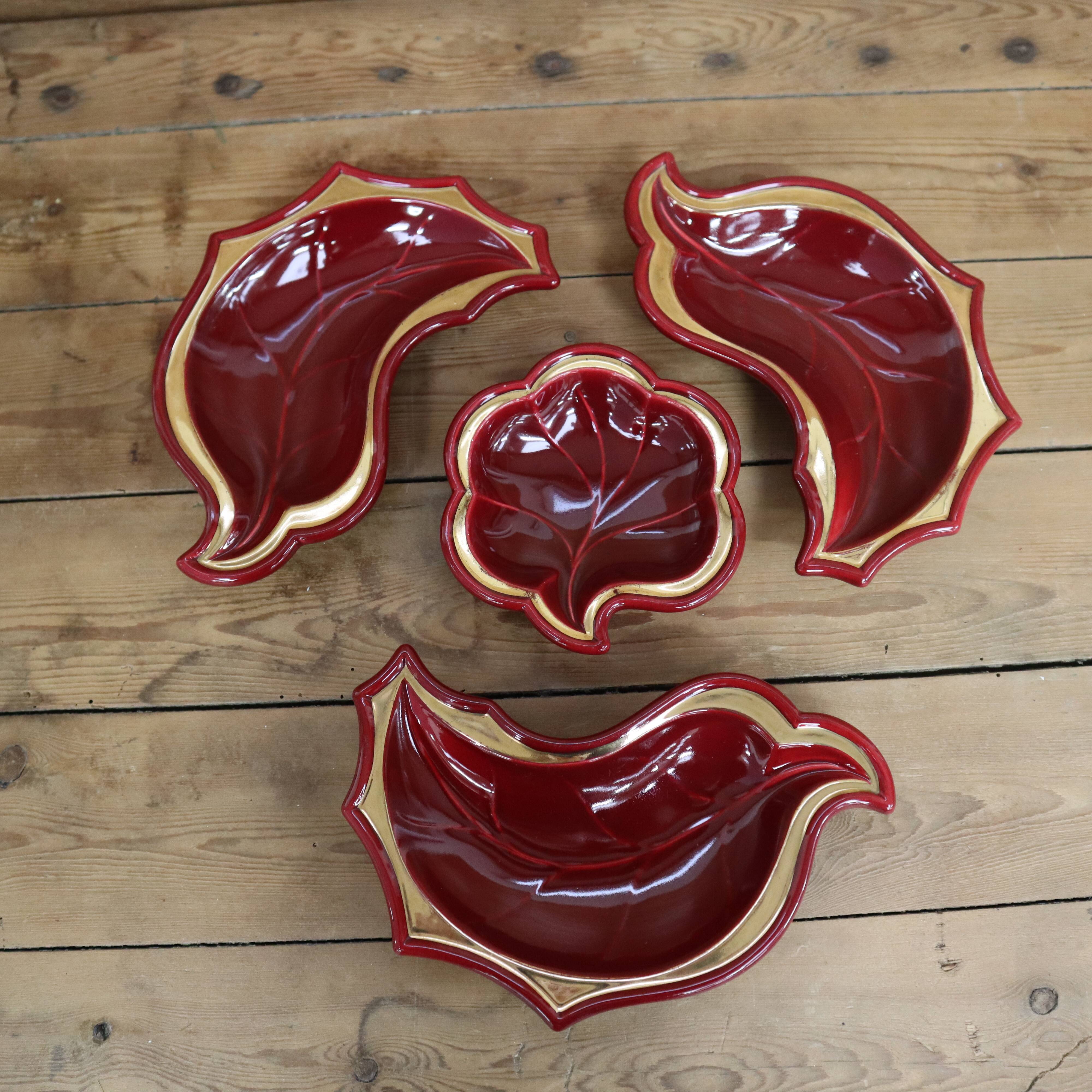 Verceram 50s Bordeaux aperitif service with gold trim