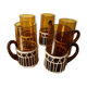 Lot de 5 chopes en verre et rotin