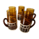 Lot de 5 chopes en verre et rotin