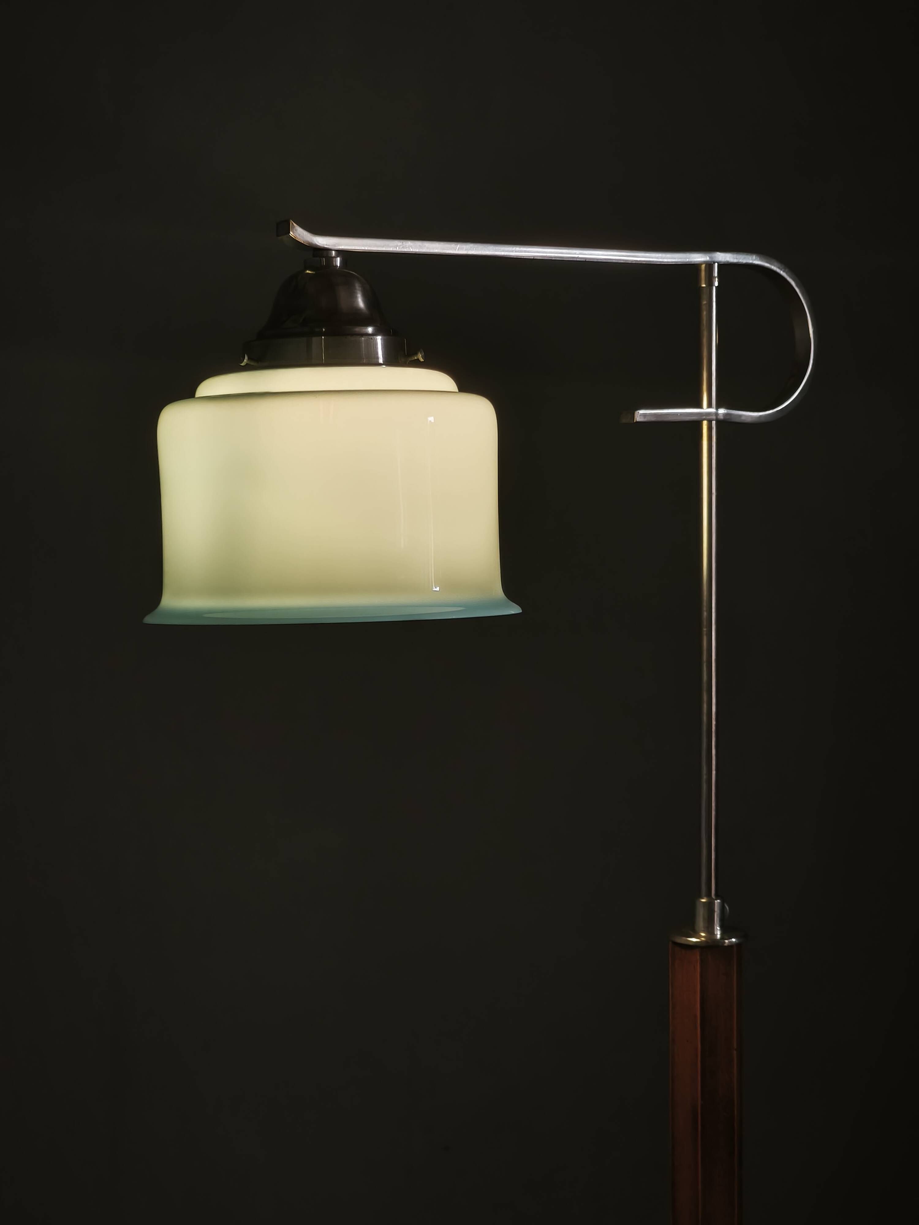 Czech Art Deco Adjustable Floor Lamp with Table, 1930s