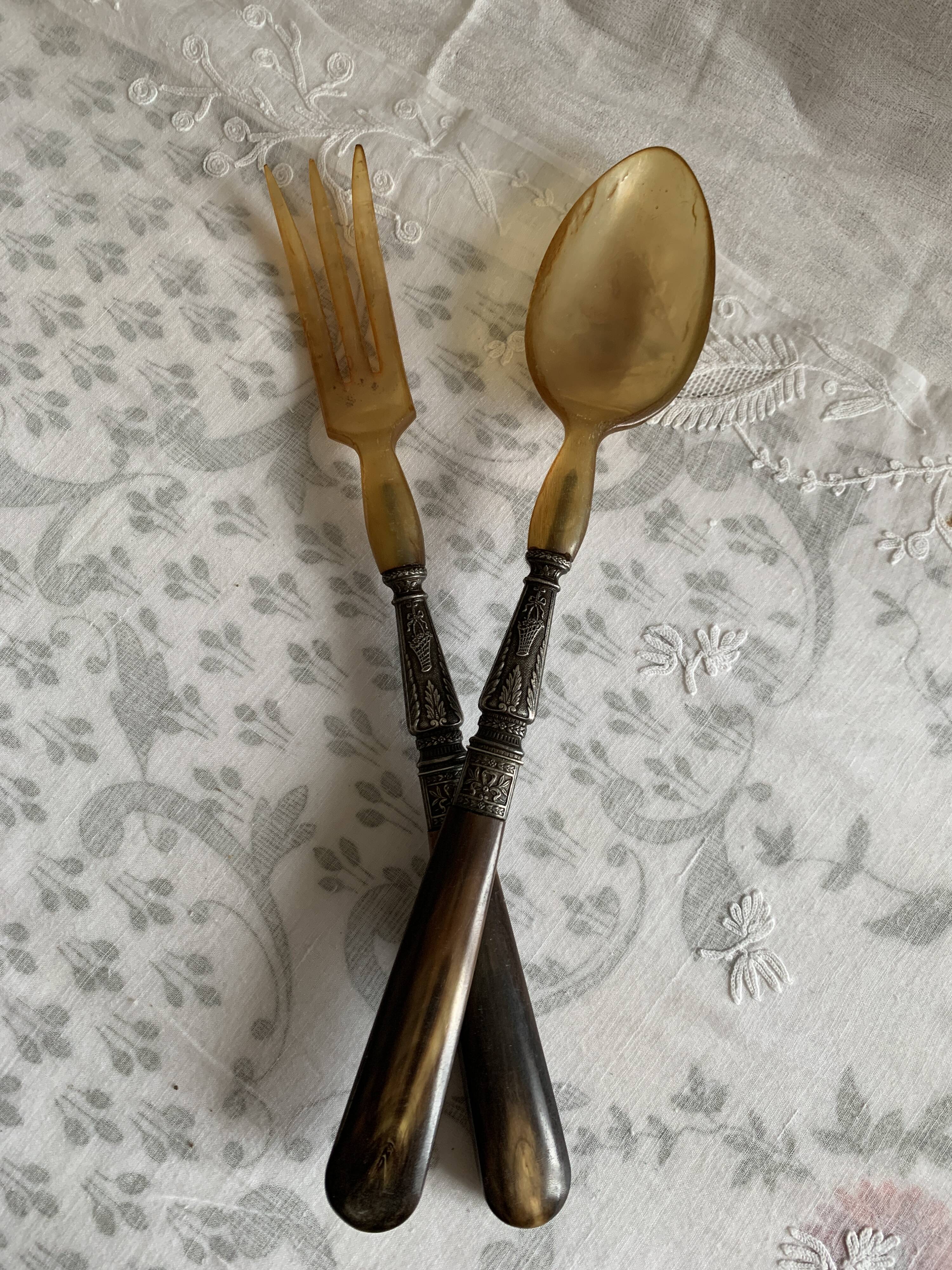 Couverts Salade Argent Corne pas cher - Meilleures ofes sur le neuf et l'occasion