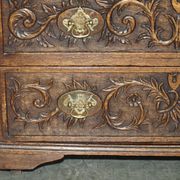 Victorian oak commode finely carved.