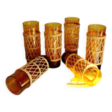 Six mustard long drink glasses