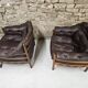 Paire de fauteuil vintage cuir Coja Suède 1960"