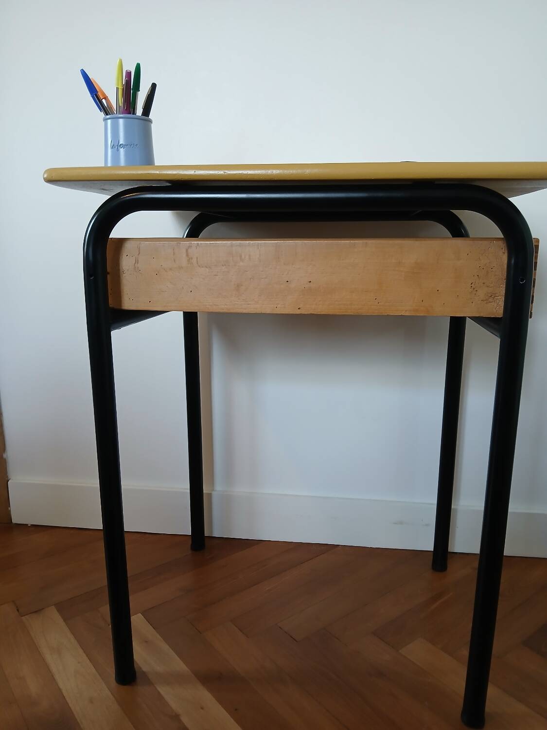 refurbished wooden school desk