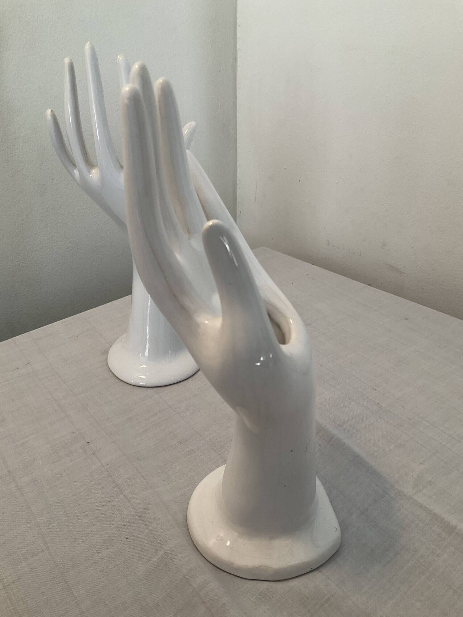 Pair of ceramic hand soliflores vases 70s