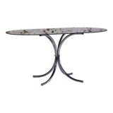 Oval dining table in chrome and smoked glass, 1970.