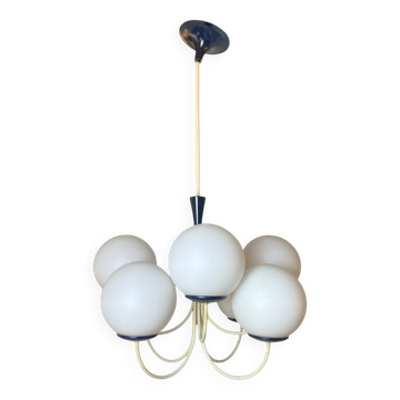 Italian Opalin Chandelier, 1950s