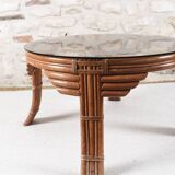 Table basse vintage en rotin
