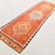3x11 Burnt Orange Handknotted Hallway Rug, Turkish Vintage Runner Rug