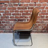 Suite of four Italian chairs in fabric and metal