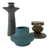 Trio of vintage ceramic candlesticks from the 70s